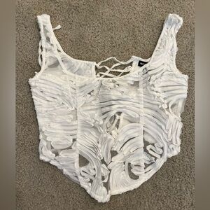 White Textured Women's corset top